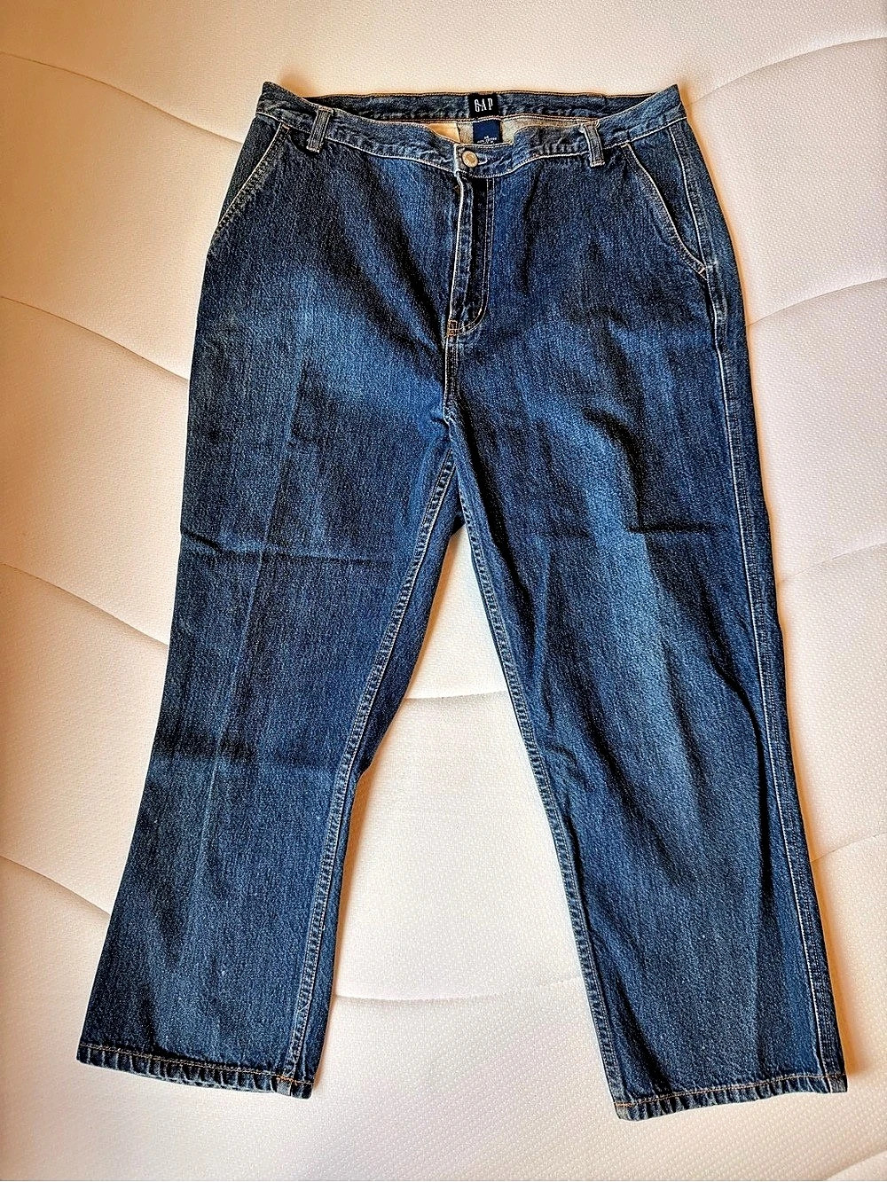 Gap Vintage Size 14 Blue Denim Jeans 90s 100% Cotton Straight Leg Ankle Length